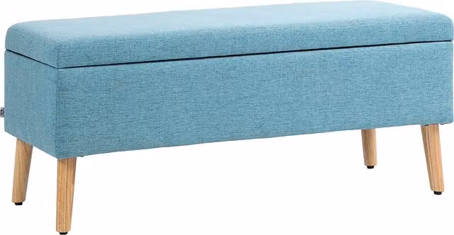 Cassapanca con spazio di archiviazione HOMCOM, finitura in lino blu, L 110 x P 39 x H 45 cm