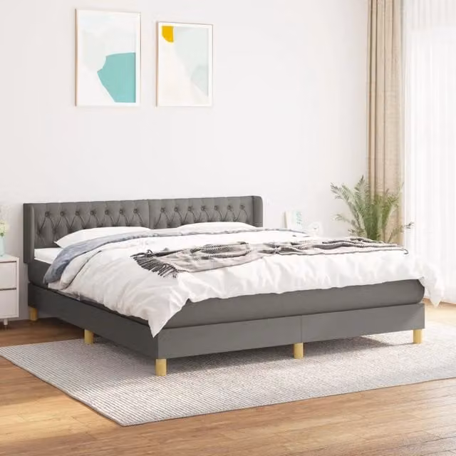 vidaXL Letto Ibrido con Materasso e Giroletto a Molle in Tessuto Grigio e Bianco L/P/H: 180 x 200 x 88 cm