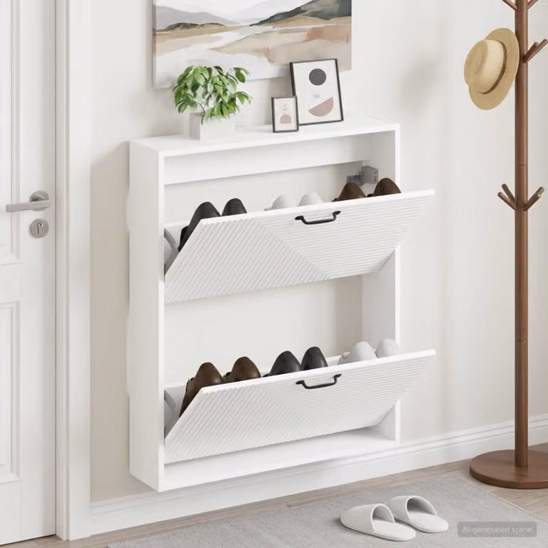 Mobiletto per scarpe da muro vidaXL HAARLEM moderno Bianco L: 71 cm, P: 17 cm, H: 86 cm