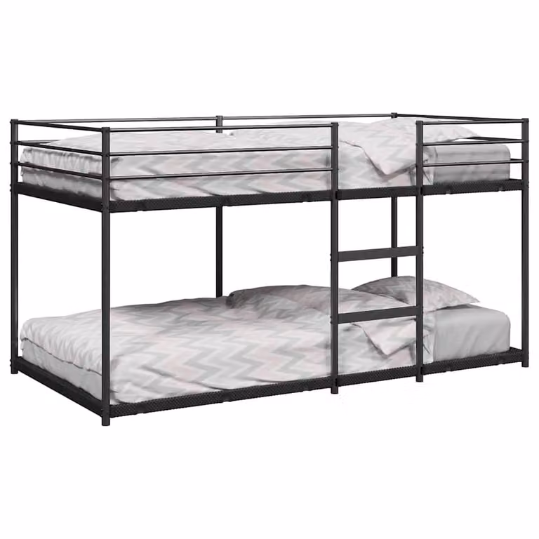 Letto a castello moderno vidaXL in metallo nero per bambini L/P/H: 200 x 80 x 176,5 cm