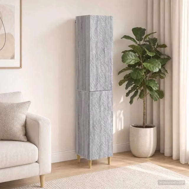 Set di 2 armadi moderni vidaXL in legno MDF grigio opaco con ante a battente e cassetti interni per camera da letto