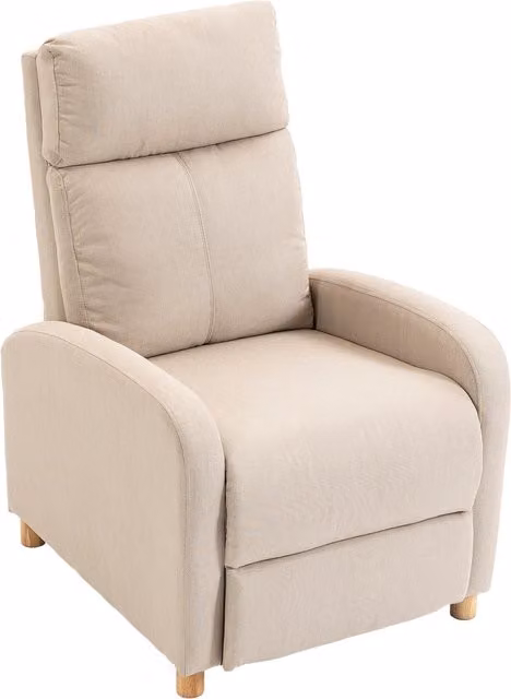 Poltrona Relax Reclinabile Manuale HOMCOM con Poggiapiedi in Tessuto, Beige