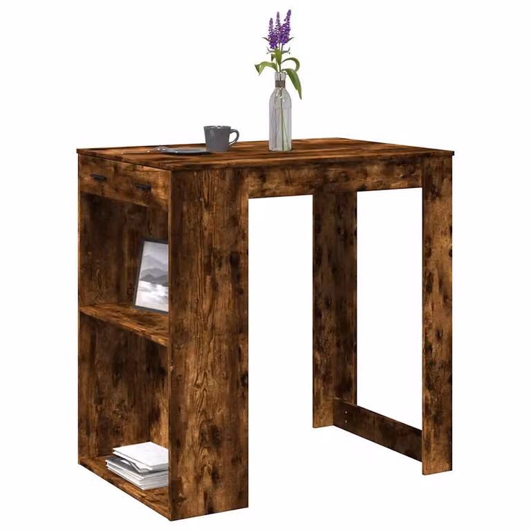 vidaXL Tavolo Bar Rettangolare in MDF Marrone con Finitura Opaca L: 102 cm, P: 70 cm, H: 103,5 cm
