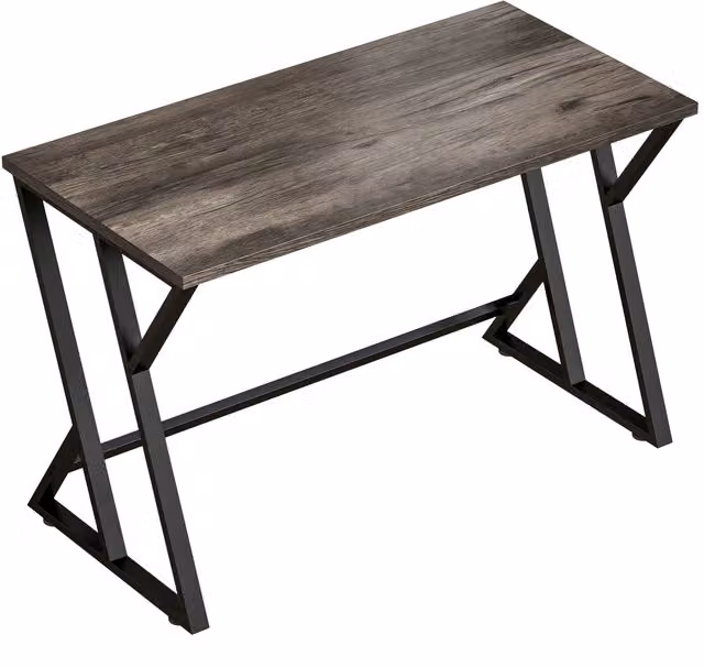 Scrivania per Computer Industriale HOMCOM con Struttura Metallica a Z e Tavolo in Legno, L/P/H: 120 x 60 x 76,5 cm, Grigio