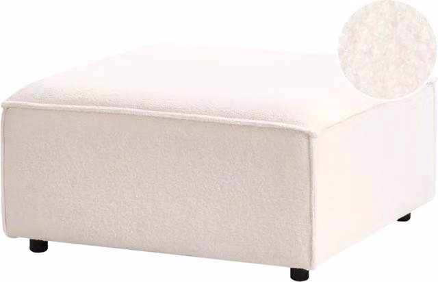 Poggiapiedi moderno BELIANI in tessuto bouclé bianco con forma rettangolare L: 88 cm, P: 43 cm, H: 43 cm