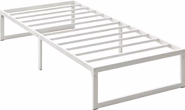 HOMCOM Telaio Letto con Spazio di Stoccaggio e Rete a Doghe in Acciaio, Bianco, L: 200,5 cm, P: 90,6 cm, H: 32,5 cm