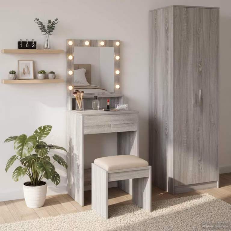vidaXL Tavolo da Trucco Moderno Grigio L: 50 cm, P: 41 cm, H: 135 cm