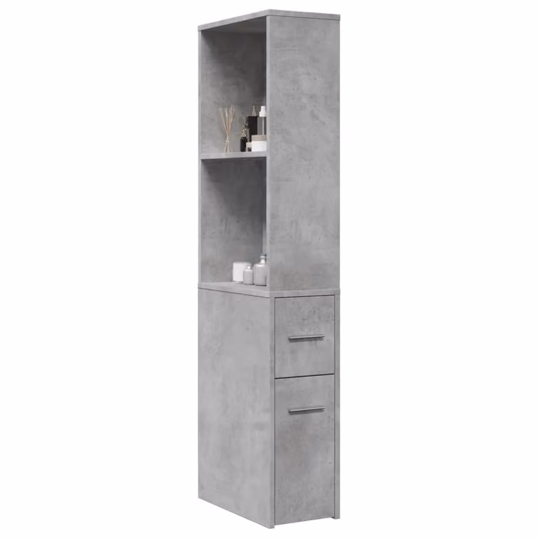 vidaXL Armadietto da Bagno con Ruote e Ripiani Interni Grigio Matt L: 20 cm, P: 41 cm, H: 135 cm