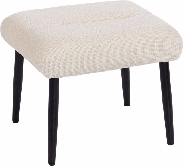 Poggiapiedi HOMCOM in tessuto chenille bianco crema con gambe in acciaio, L 45 x P 41 x H 38 cm