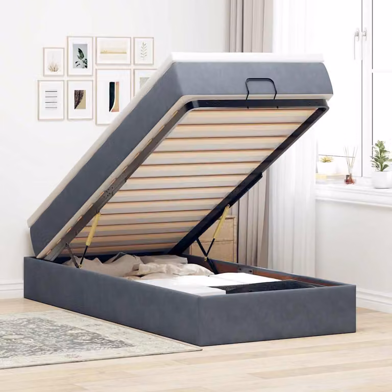 vidaXL Struttura Letto con Materasso e Contenitore a Sollevamento in Velluto, L/P/H: 180 x 200 x 80 cm
