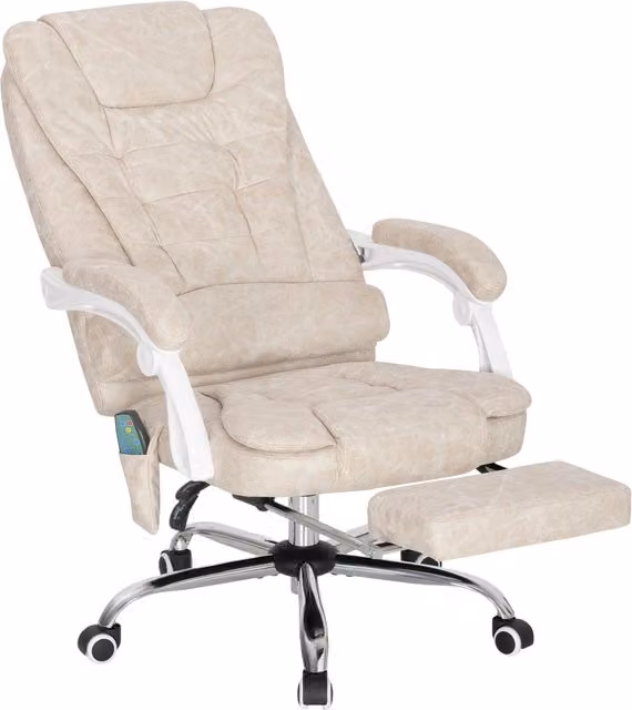 Sedia da ufficio massaggiante Aosom Italy in tessuto effetto pelle traspirante con telecomando e altezza regolabile, beige
