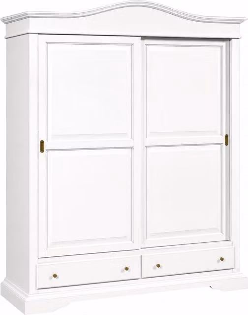 Armadio classico con 2 porte scorrevoli Mobili 2G in legno bianco L/P/H: 180 x 67 x 225 cm
