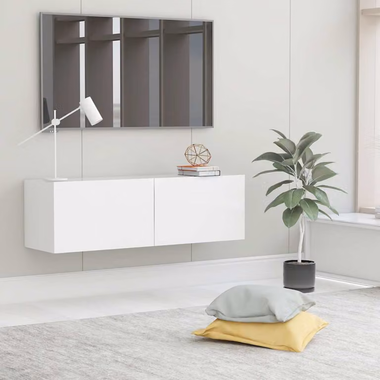 vidaXL Mobile Porta TV Bianco in MDF Moderno L: 100 cm, P: 30 cm, H: 30 cm
