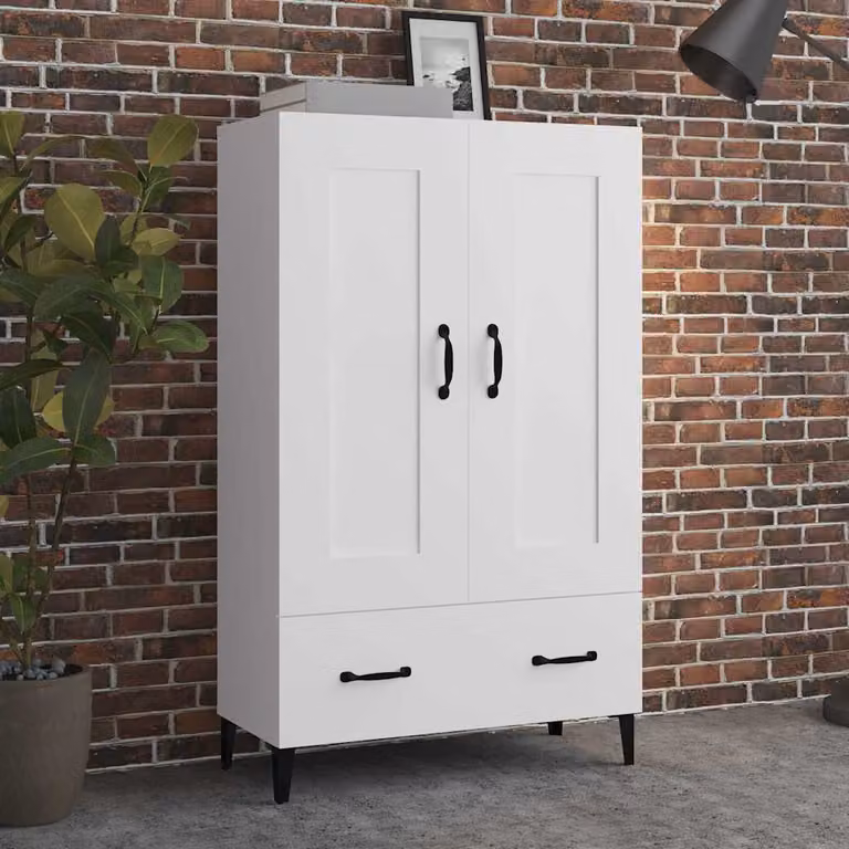 Credenza bianca vidaXL in legno e metallo in stile industriale L 70 cm, P 31 cm, H 115 cm