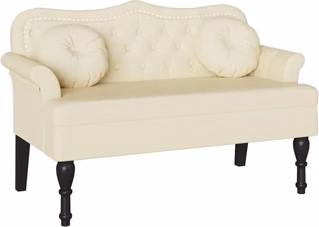 Panca Chesterfield DESIGN IN in pelle sintetica color beige, L: 120,5 cm, P: 65 cm, H: 75 cm