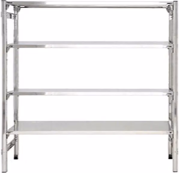 Scaffale professionale in acciaio inox silver per cucina Castellani Shop con ripiani regolabili L: 205 cm, P: 30 cm, H: 200 cm