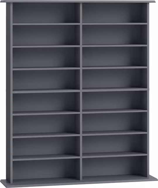 Libreria HOMCOM per CD e DVD con 12 ripiani regolabili e 16 scomparti, colore grigio