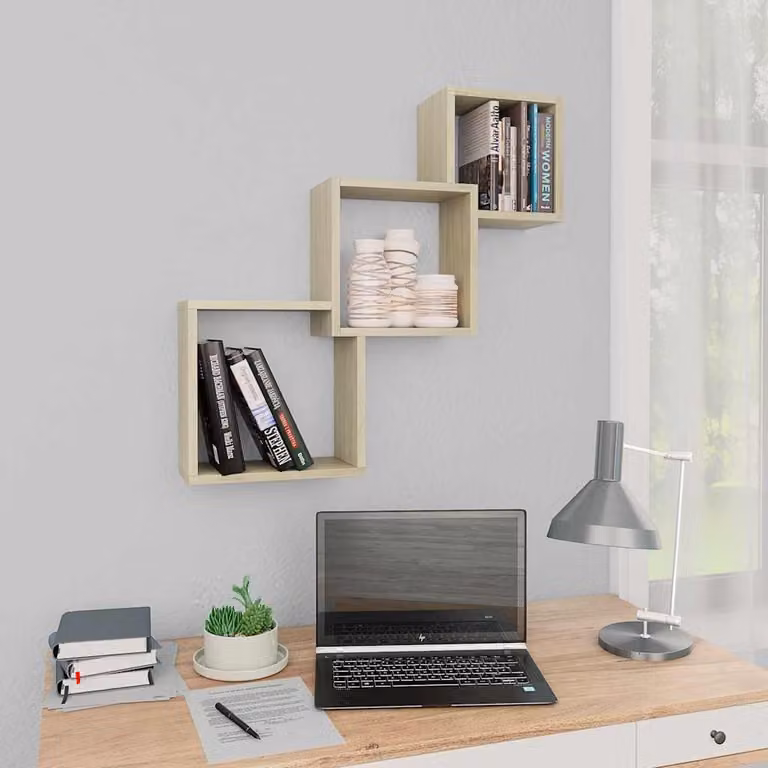 vidaXL Mensole a Muro Cubiche in Rovere Sonoma, L 68 cm x P 15 cm x H 68 cm
