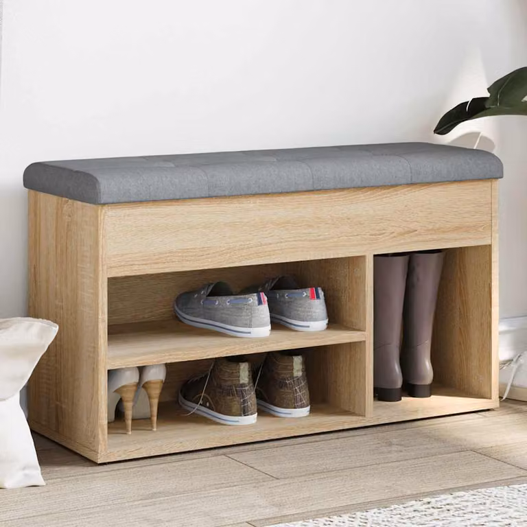 Panca porta scarpe vidaXL in legno Rovere Sonoma, ideale per ingresso e soggiorno, L 82 x P 32 x H 45,5 cm