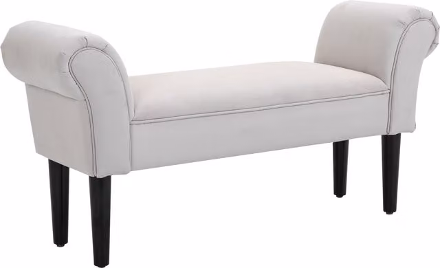 Panca fondo letto imbottita HOMCOM con braccioli arrotolati, Grigio, L: 102 cm, P: 31 cm, H: 51 cm