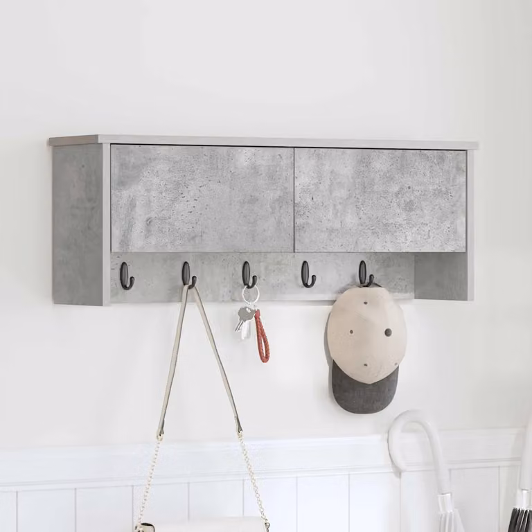 Appendiabiti a muro vidaXL moderno in MDF Grigio opaco L: 80 cm, P: 20 cm, H: 30 cm