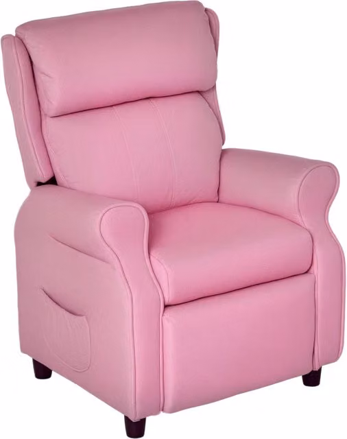 Poltrona relax Minimal per bambini con poggiapiedi e braccioli regolabili, rosa