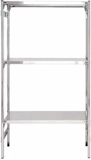 Scaffalatura lineare professionale Castellani Shop in acciaio inox color argento con ripiani regolabili L 80 cm, P 40 cm, H 150 cm