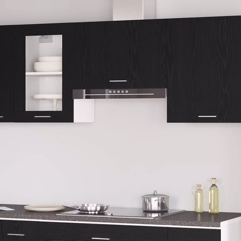 Armadio pensile da cucina moderno vidaXL Lyon in rovere nero con ante a battente L: 60 cm, P: 31 cm, H: 40 cm