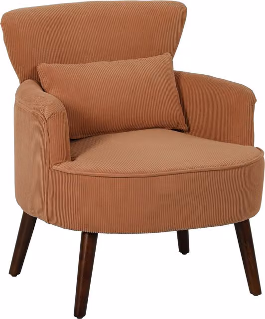 Poltrona Moderna HOMCOM in Velluto Arancione con Cuscino Lombare Integrato e Braccioli