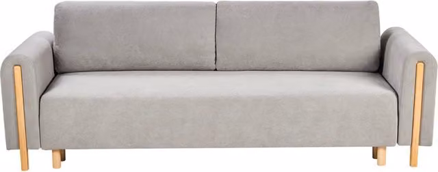 Divano letto Beliani IT in tessuto grigio con meccanismo click-clack e contenitore per soggiorno e camera da letto