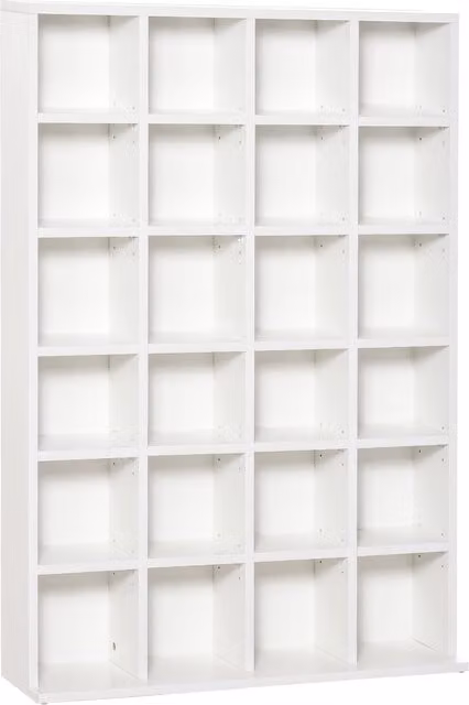 Libreria porta CD e DVD HOMCOM in legno composito bianco con ripiani regolabili L: 130.5 cm, H: 89 cm, P: 20 cm