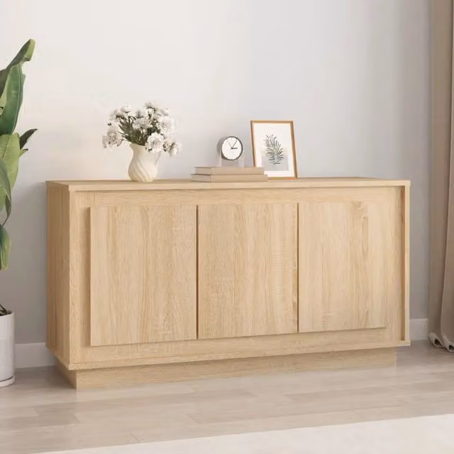 Credenza vidaXL in Legno Rovere Color Beige e Marrone L: 102 cm, P: 35 cm, H: 55 cm