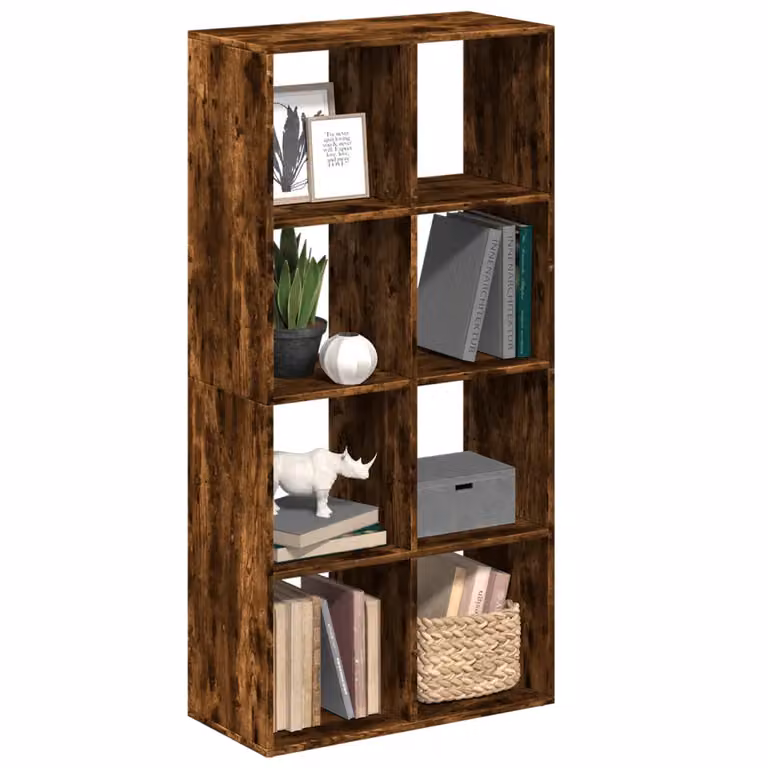 Libreria Divisorio vidaXL Moderna in Truciolato e MDF, Colore Rovere Fumo, L: 69,5 cm, P: 29 cm, H: 137,5 cm