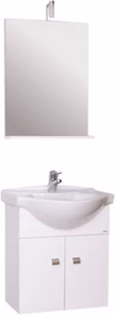 Mobile bagno sospeso Emma colore bianco con base e specchiera con illuminazione LED L/P/H: 58 x 47 x 64 cm