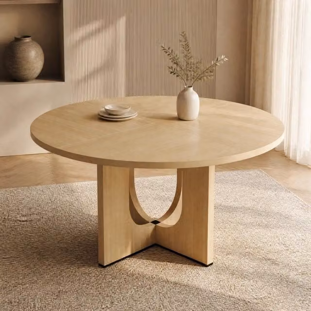 Tavolo da pranzo rotondo MIVRAY in MDF color rovere, stile scandinavo, diametro: 120 cm