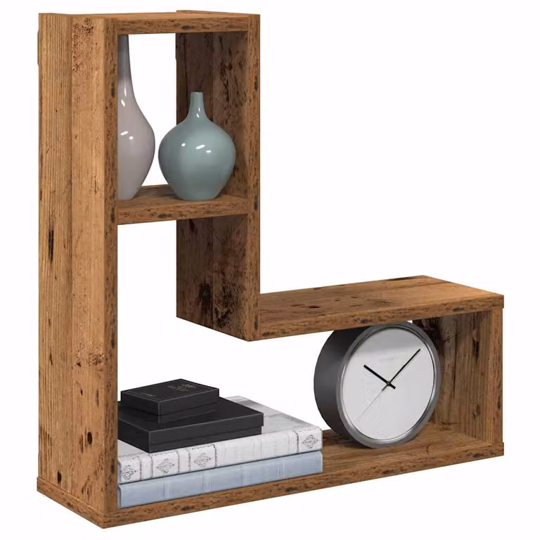Set di 2 mensole a cubo vidaXL da muro in MDF color legno antico marrone, L 50 cm x P 15 cm x H 50 cm