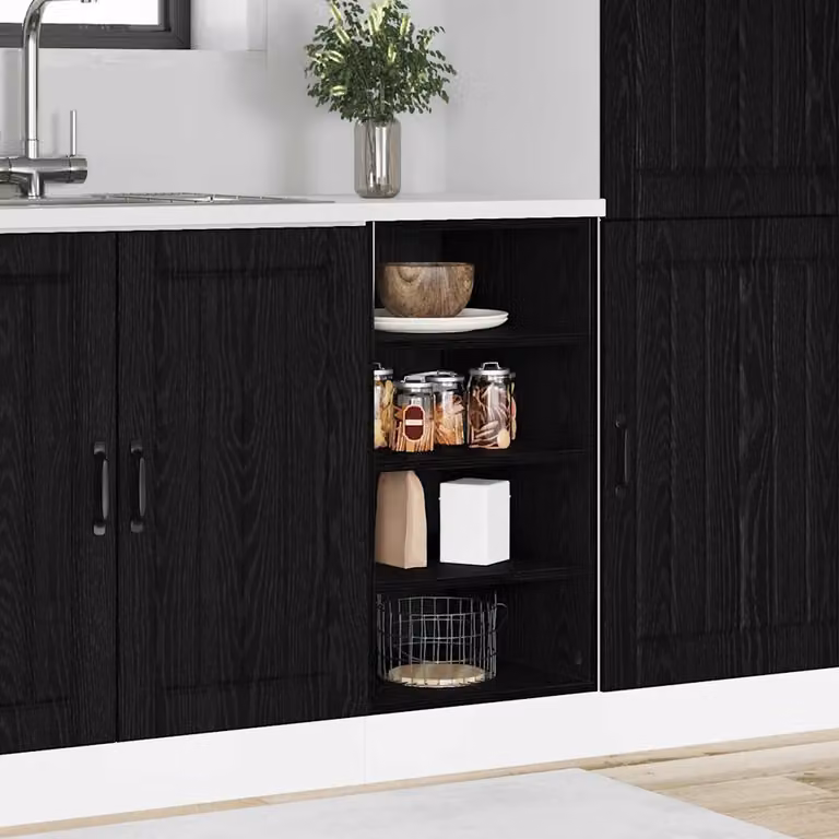 Base per cucina moderna vidaXL in legno rovere nero con ante e ripiani interni L: 40 cm, P: 44,5 cm, H: 81,5 cm