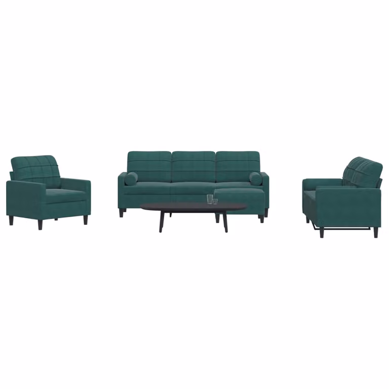 Set di divani vidaXL 4 pezzi in velluto verde con pouf e cuscini per soggiorno