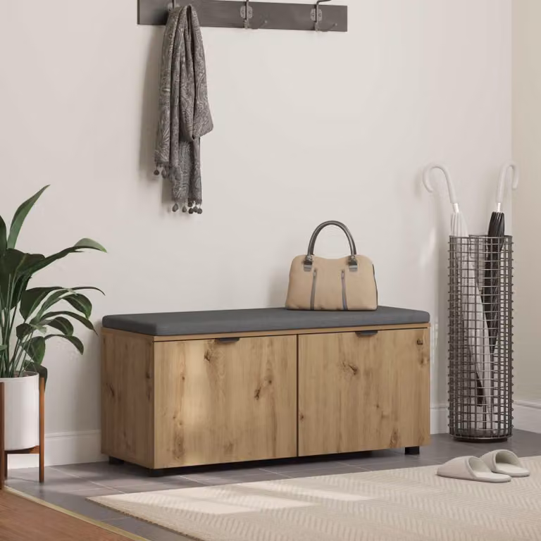 vidaXL Panca per ingresso con scarpiera moderna in rovere marrone L: 100 cm, P: 38 cm, H: 46 cm