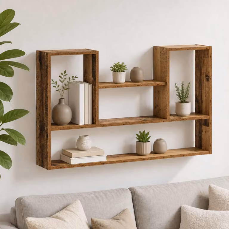 Scaffale da parete vidaXL in legno color marrone, stile minimalista, L: 100 cm, P: 17 cm, H: 60 cm