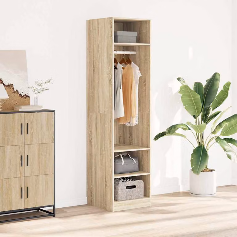 Armadio moderno vidaXL in legno Rovere Sonoma marrone con ante a battente e appendiabiti L/P/H: 50 x 50 x 200 cm