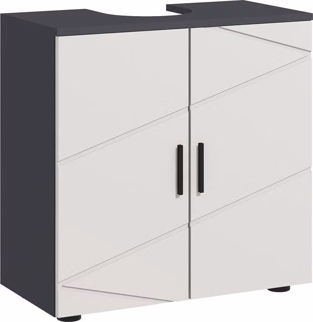 Mobile Sottolavabo da Bagno con Armadietto a 2 Ante kleankin, Grigio, L 60 x P 30 x H 60 cm