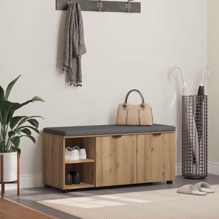 vidaXL Scarpiera e Panca per Ingresso Moderna in Rovere Marrone L: 100 cm, P: 38 cm, H: 46 cm