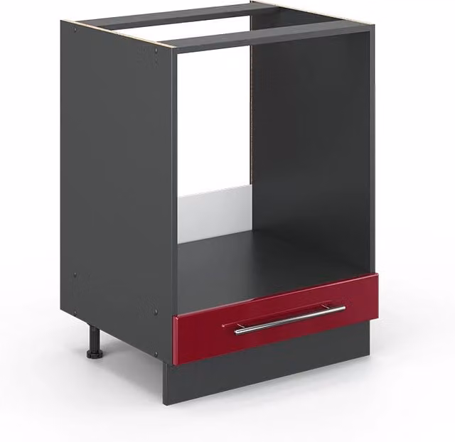 Mobile per forno da incasso Vicco Fame-Line Bordeaux lucido e Antracite, larghezza 60 cm