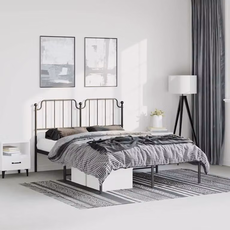 Giroletto vidaXL con testiera in metallo nero L/P/H: 200 x 150 x 102 cm