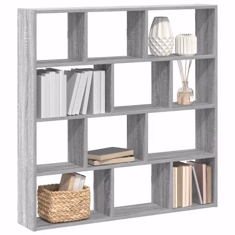 vidaXL Mensola a Cubo da Muro con 12 Scomparti in MDF Grigio Opaco