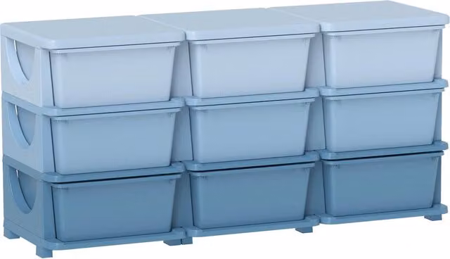 Cassettiera per bambini Minimal con 9 cassetti in plastica blu