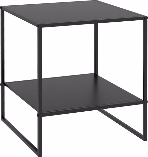 Tavolino da caffè HOMCOM in stile industriale con 2 ripiani in metallo nero, L/P/H: 40 x 40 x 45 cm
