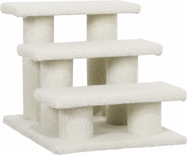 Scaletta per cani e gatti a 4 gradini PawHut con rivestimento in peluche, beige, L: 61 cm, P: 41 cm, H: 60 cm