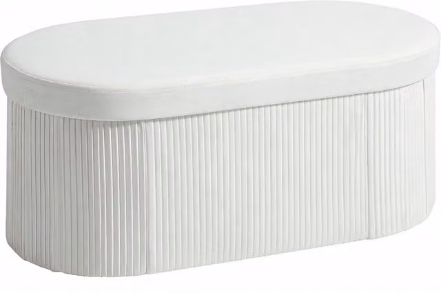 Pouf Contenitore Pieghevole HOMCOM in Velluto con Vano da 72L, L 76 cm x P 38 cm x H 35 cm, Crema